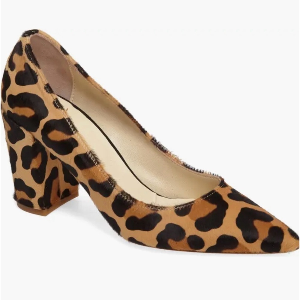 Butter Shoes Kay Block Heel Pumps in Pony Hair Leopard Print size 9